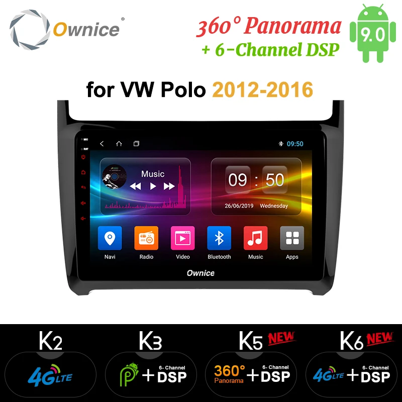 Ownice Android 9,0 360 панорама gps Navi Автомобильный плеер k3 k5 k6 для VW POLO GOLF PASSAT CC JETTA TIGUAN TOURAN 4G LTE DSP оптический