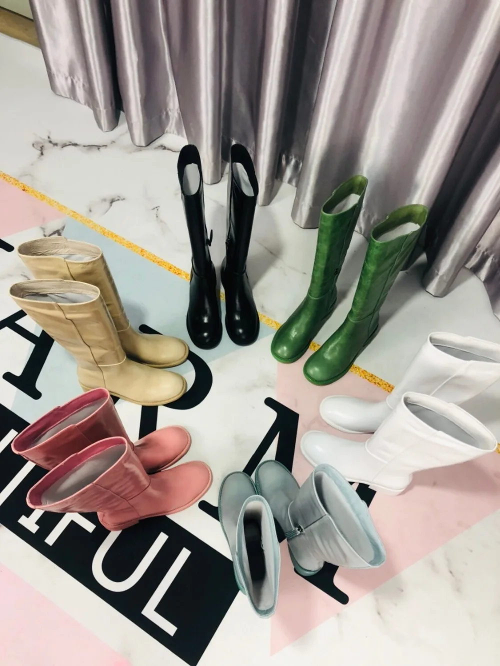 

100% QueePace High Quality New Knee High Boots 6 colors Women genuine Leather Zip Boots Riding Boots For Ladies