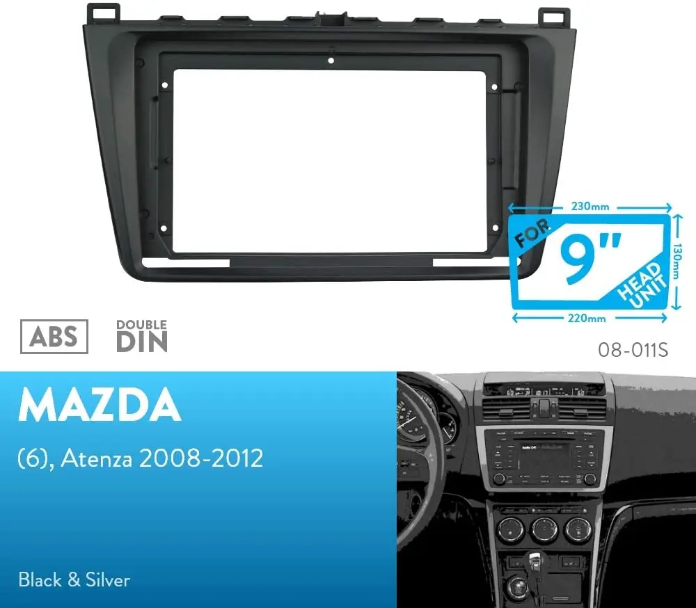 9-дюймовая Автомобильная радиопанель Fascia Для 2008-2012 Mazda 6 комплект Atenza для