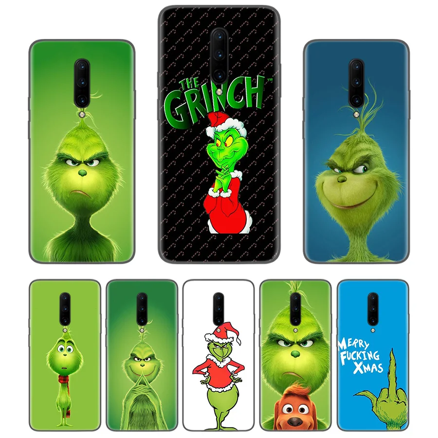 Green Grinch Christmas Black Coque Phone Case For Oneplus 1 7 Pro 6 6T 5 5T 1