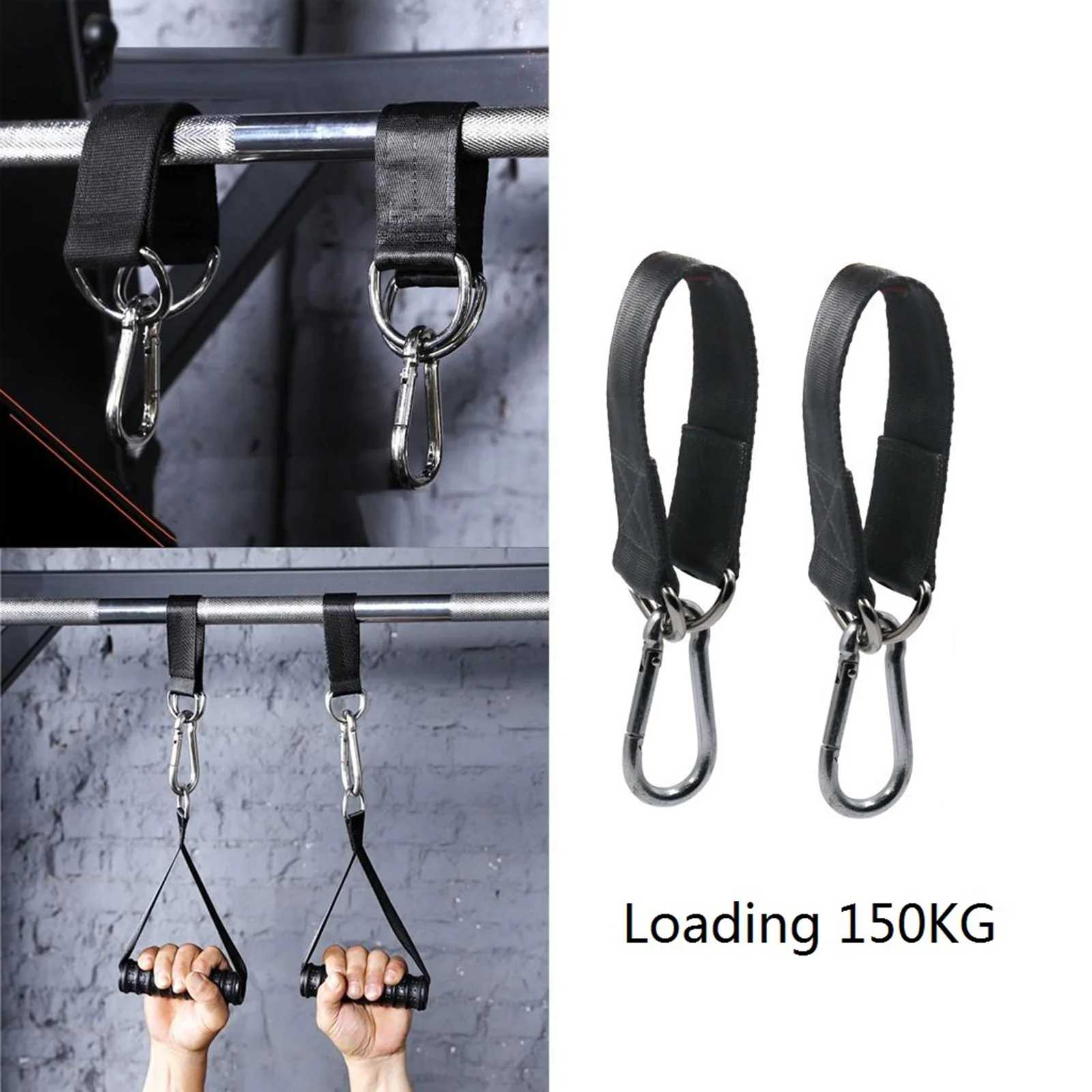 150kg Swing Hanging Straps Kit Gym Hanging Strap Webbing W/ D-ring Hooks