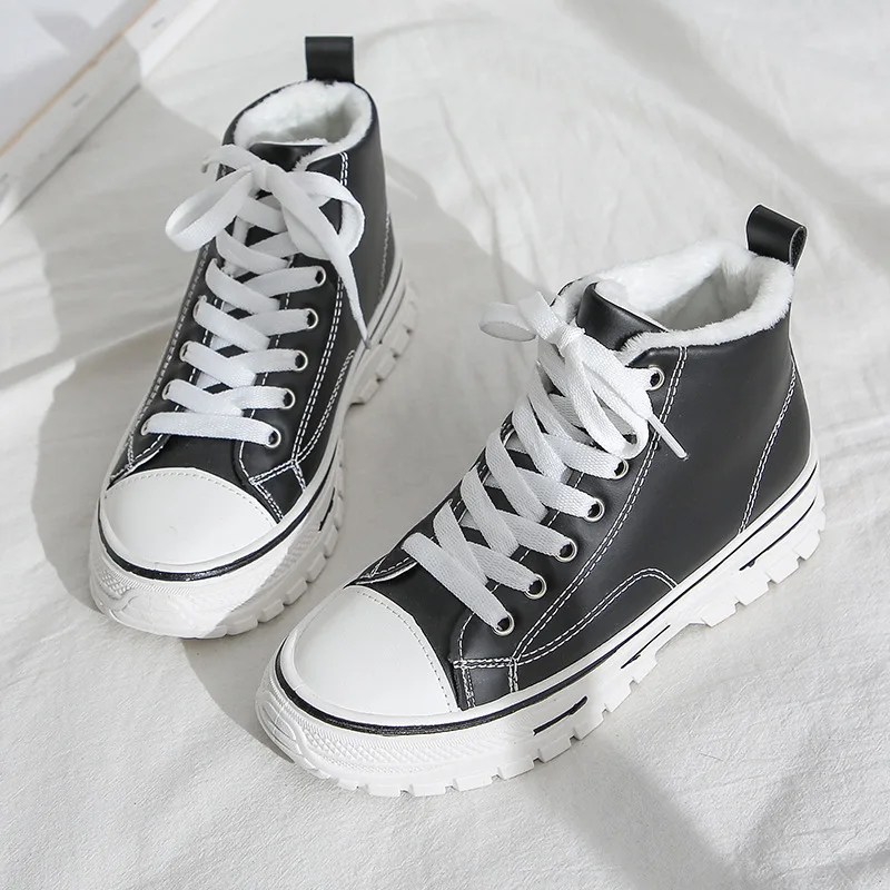 

Fashion Women JINTOHO Martins Boots Winter Plus Velvet Warm Motorcycle Platform Boots Ladies Lace Up Casual Ankle Boots K09