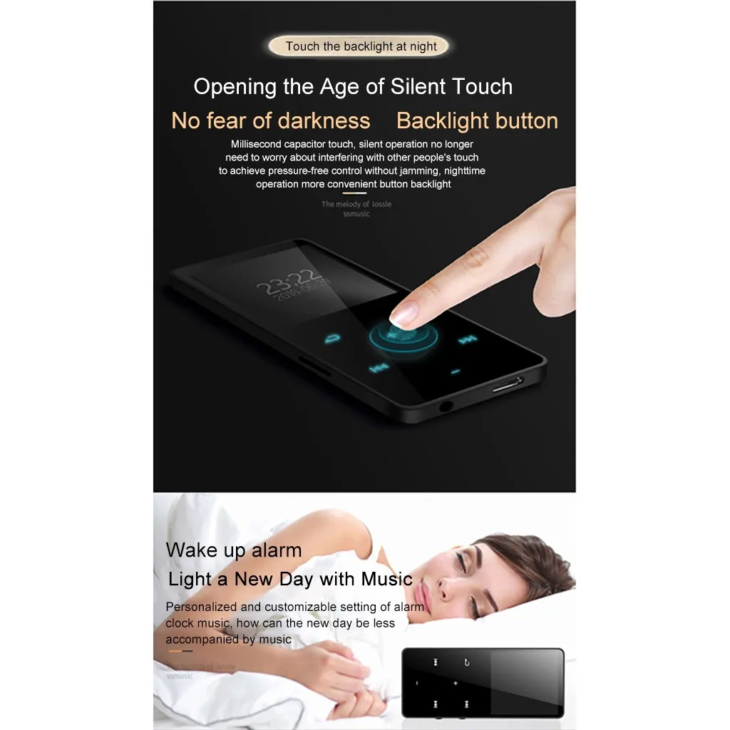 NEW Mini Bluetooth MP4 Player 4GB With FM Media Touch Key Sport Music Speakers#T2