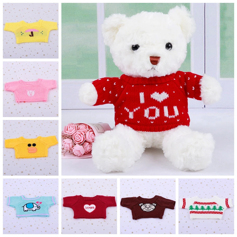 1 Pc 20-30cm Lovely Teddy Bear Doll Duck Sweater Bag Plush Doll Clothes Kawaii Doll Accessories For Kids Children Valentine Gift lovely bear pattern knit fiber hat for kids soft