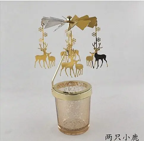 Sika deer Подсвечники вращающиеся романтические вращающиеся карусели чайный светильник подсвечник Рождественская елка олень светильник ing домашний Декор подарок - Цвет: Sika deer