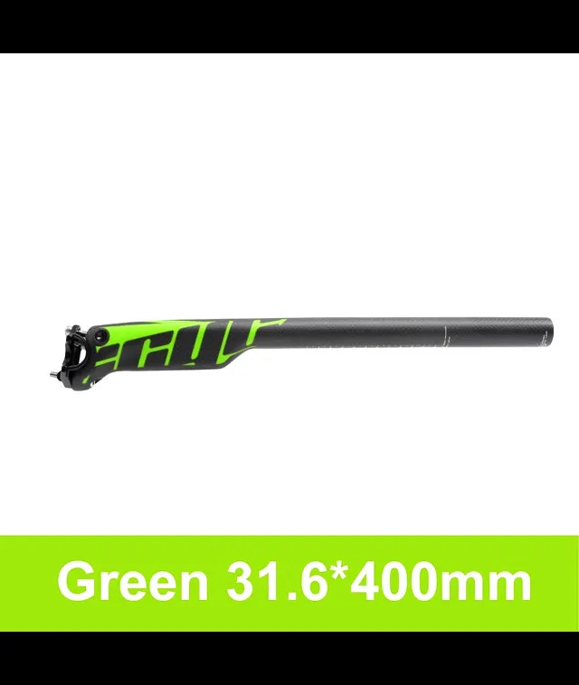 Carbon Fiber Seat Post MTB Mountain Bike Road Bicycle Ultralight Seat Tube 27.2-30.9-31.6mm*350mm/400mm Bike Seatpost Cycling - Цвет: 31.6x400mm Green