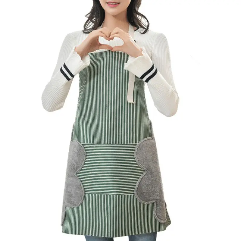 Кухонный бытовой для приготовления пищи водонепроницаемый маслостойкий женский фартук в полоску без рукавов Регулируемый стираемый ручной Водонепроницаемый Фартук