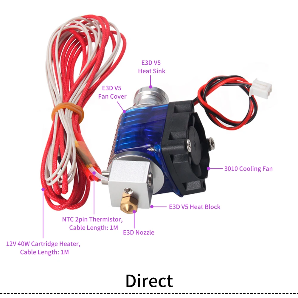 Hotend E3d v5 v6 Hotend Impressora 3d Extrusora 04 mm Bico para 175 mm Filamento Cabeça de Impressão Distância Direta 12v 24v - Imagem 3