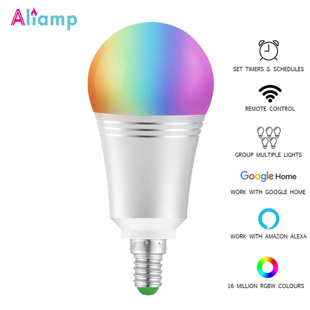 E14 WiFi Smart Bulb 7W RGB Bulbs 6000K Dimmable 60W Equivalent Remote Control Voice Amazon Alexa Google Home - AliExpress Lights & Lighting