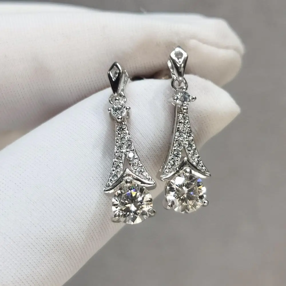 0.5 Carat 5mm Brilliant Cut Diamond Test Past D Color Moissanite Drop Earrings Excellent Quality Gemstone Earring Women Jewelry | Украшения