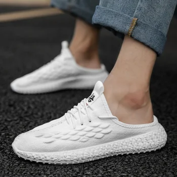 

Summer Shoes Men Sandals Slip On Beach Slippers Men Sneakers Fashion Mules Shoes Men Knitted Canvas Sandalias Zapatos Hombre