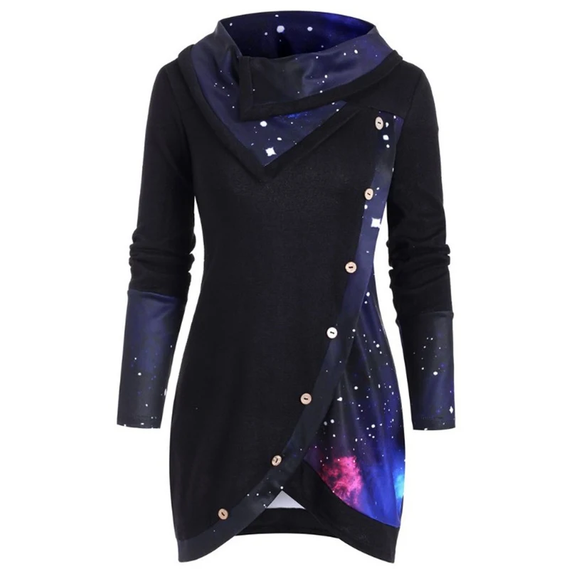 

2020 New Arrival Women's Autumn Stitching Button Decorate Long Sleeve Shirt Ladies Casual Loose Plus Size Tops