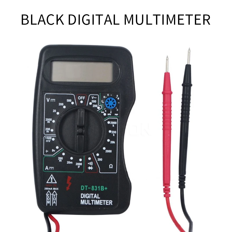 

1PCS DT-831B+ Black LCD digital multimeter with fuse voltage and current meter