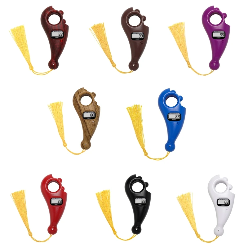 

Portable Handheld Tassel Digital Beads Counter Finger Game Toy Manual Reset Decompression Relaxation Tool for Meditation