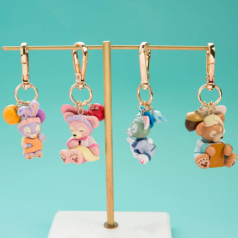 Korean Soft Cute 3D Doll Keychain Mini Cartoon Mobile Phone Pendant Car Key Ring Couple Lovers Bag Lanyard Girl Gift Kawaii Toy