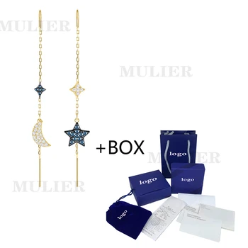 

MULIER 2019 New Symbolic Moon Pierced Earrings Shining Moon Stars Crystals Women's Earrings Popular High Quality Jewelry 5412881