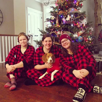 

2020 Christmas Family Pajamas Lattice Clothes Parent-child Suit Christmas Parent-child Outfit Pajamas Set Family Matching Clothe