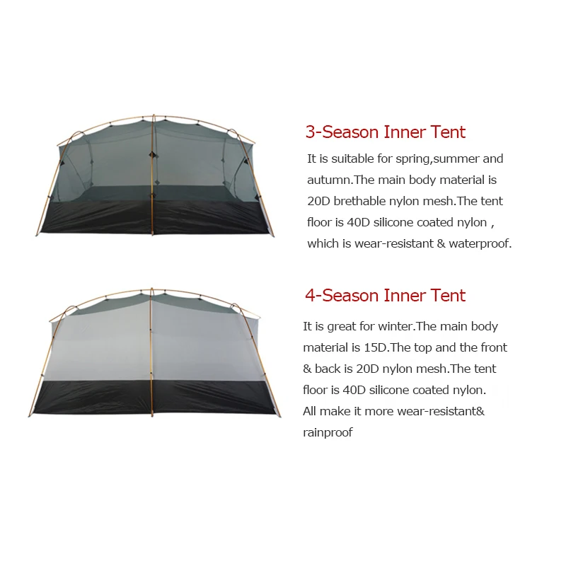 3F UL Шестерни QingKong4 легкая палатка 15D нейлон/210 т тафта 3/4 сезона 4 Для мужчин четыре местная палатка для кемпинга Пеший Туризм