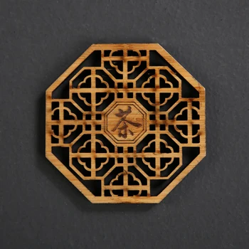 

Chinses Style Bamboo Coaster Pad Coffee Milk Tea Cup Mat Heat-Insulated Placemats Home Decoration Natural Carved Design Cup Mat
