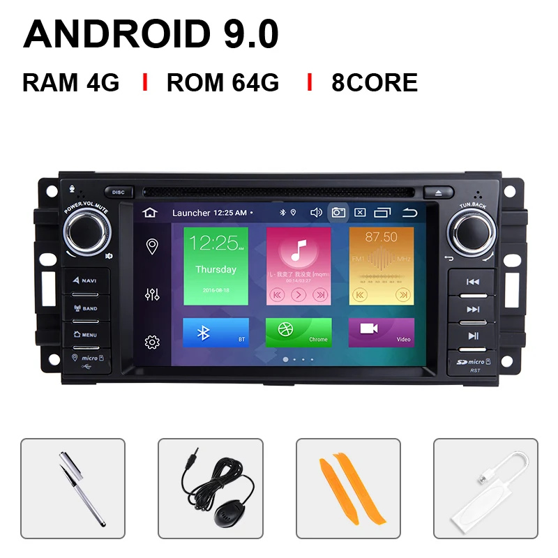 4G ram Android 9 автомобильный dvd-плеер для Jeep Grand Cherokee Chrysler 300C Компас Патриот Dodge Sebring gps-навигация, радио, стерео - Цвет: 8 Core 64ROM Carplay