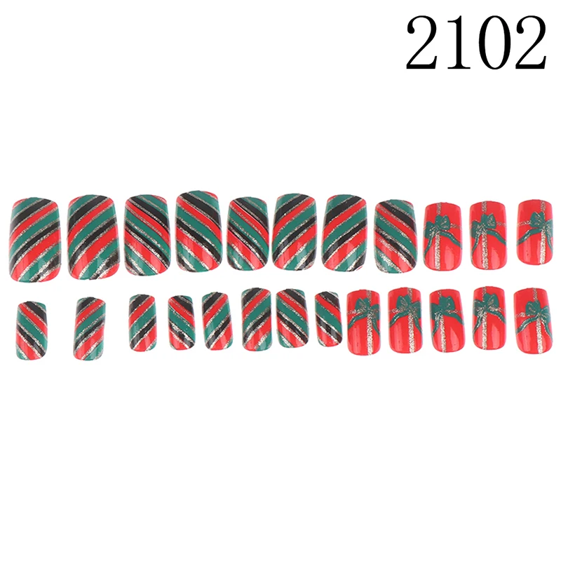 24 шт рождественские накладные ногти милые длинные накладные ногти с дизайном искусственные ногти 9 видов конструкций - Цвет: AS PIC