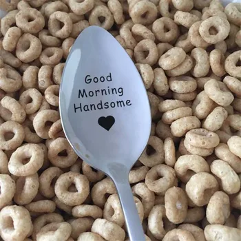 

Valentines Day Gift for Boyfriend Girlfriend Coffee Spoon Good Morning Handsome Wedding Gifts for Guests Party Favors Present