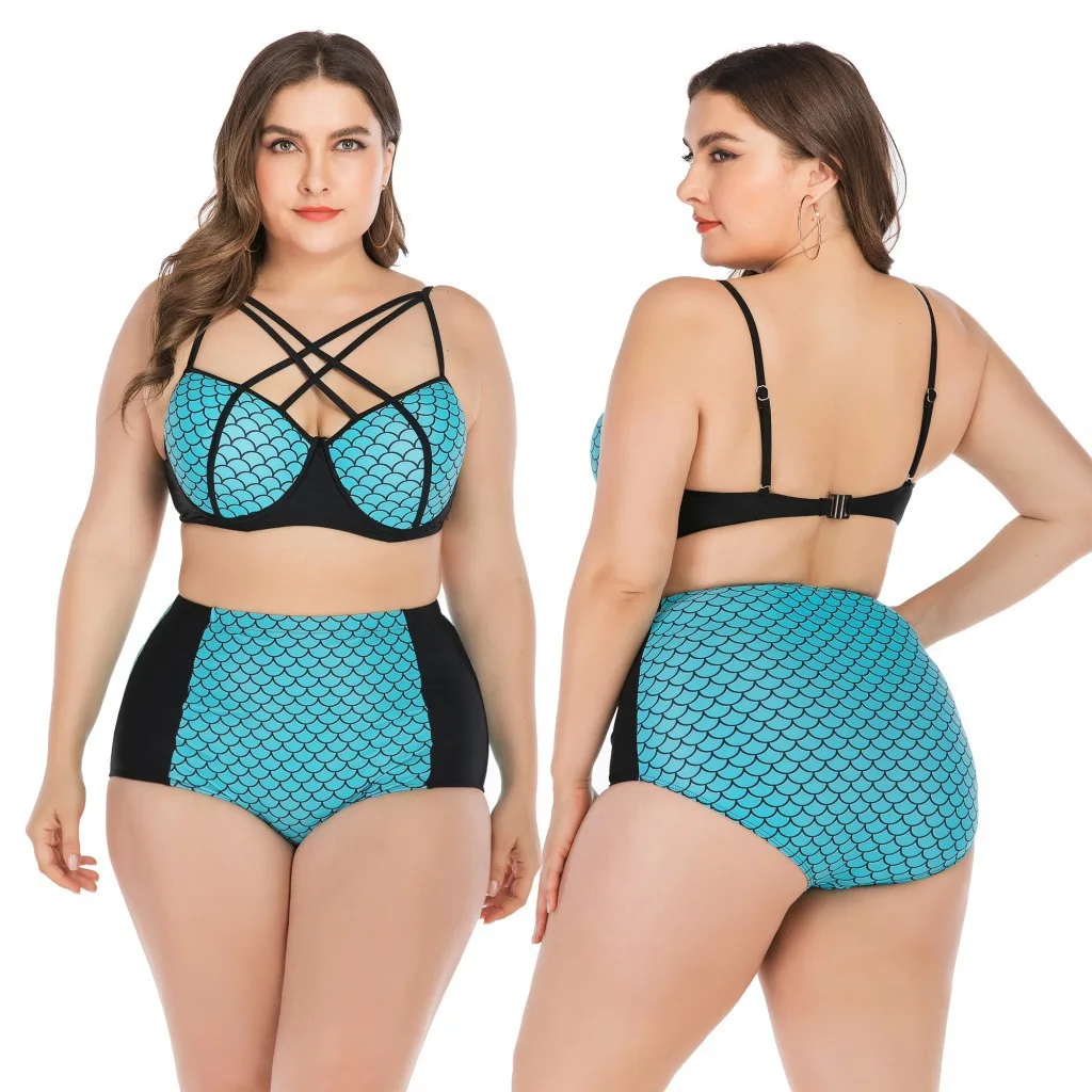 

Europe And America Large Size Bikini Bikini Fat Underwire Large Cup WOMEN'S Swimsuit Split Type Swimwear