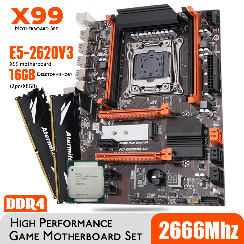 Atermiter x99 turbo ddr4 d4 conjunto de placa mãe com xeon e5 2620 v3 ...
