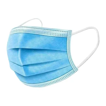 

blue Disposable Mask 100PC Adult Meltblown Non-woven Elastic mouth face mask 3 Layers Ply Filter Elastic Earloops mask Masque