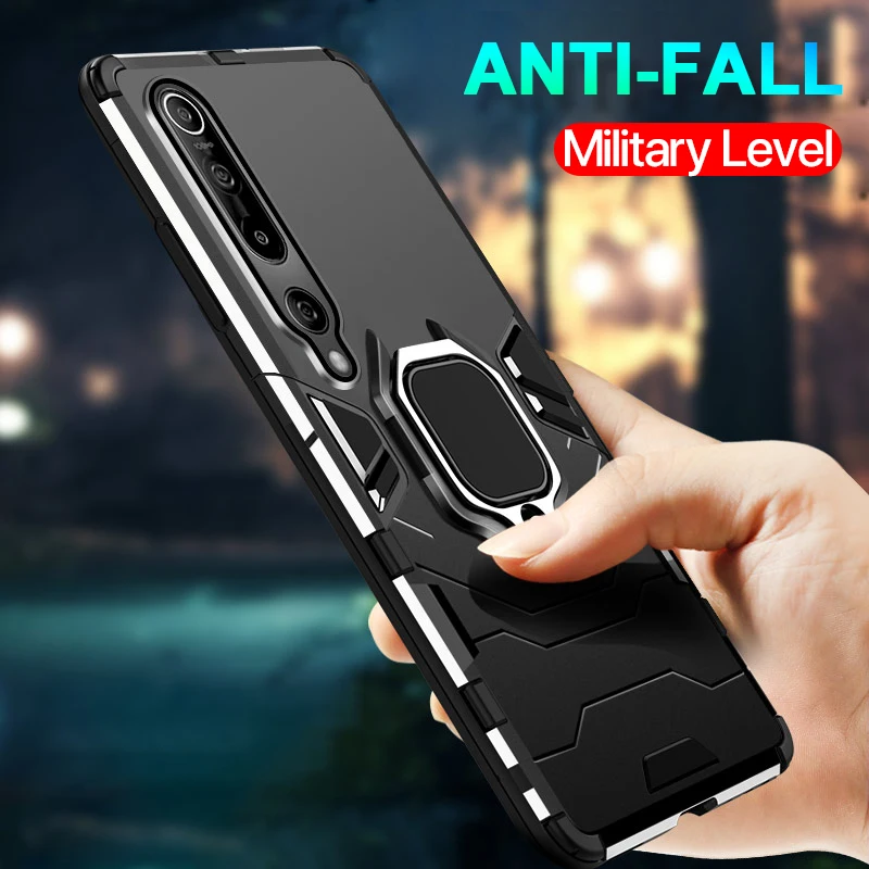 Ударопрочный чехол с кольцом держателем для xiaomi MI 10 pro note lite 9T Redmi 9 8 9s 8t 9a 9c k20 k30 poco f2
