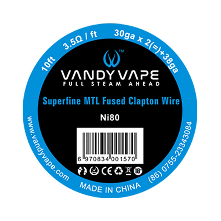Tanie Oryginalny Vandy Vape Superfine MTL drut oporowy Clapton 10ft Ni80