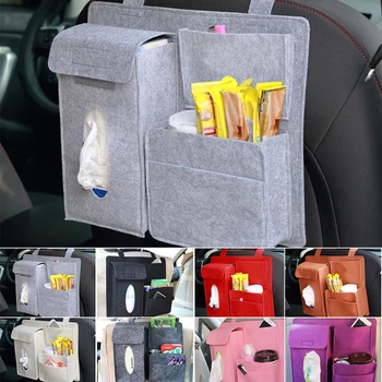 

Car Rear Seat Back Storage Bag Holder Hanging Container Nets Pocket Trunk Bag Felt Organizer Stow Tidy Accessories Supplies