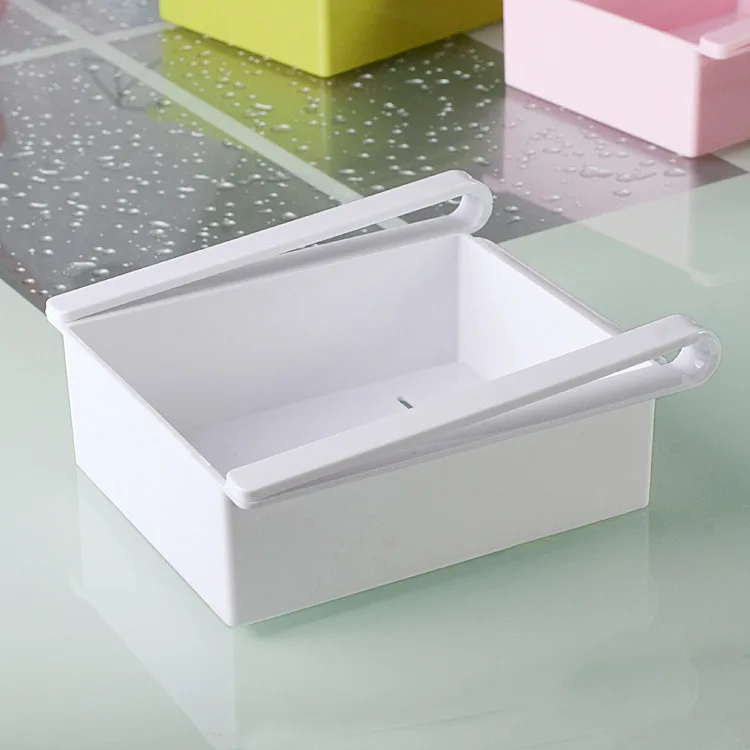 Регулируемый и эластичный органайзер для холодильника с выдвижными ящиками корзина холодильник выдвижные ящики свежий промежуточный Слои стеллаж для хранения - Цвет: White 16.5x15.5x7cm