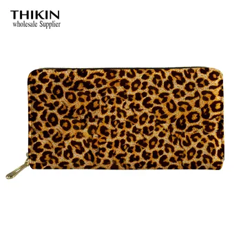 

THIKIN Leopard Pattern Women's Wallets Waterproof Ladies Leather Clutch Bag Women Zip Around Wallet Card Holders Phone Purse