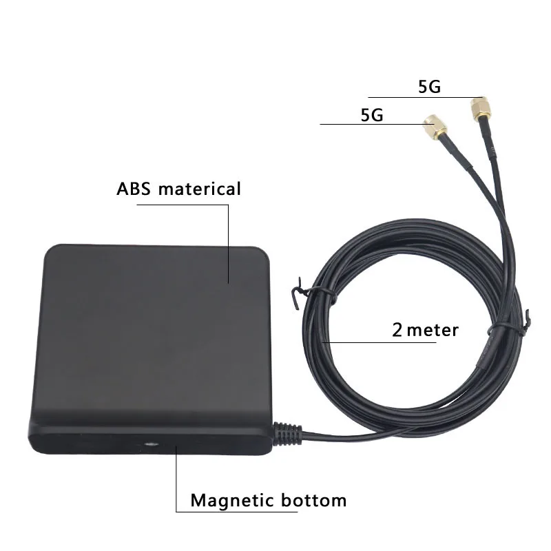 Factory price 5G+5G 2x2 MIMO High gain 12dBi 600~6000Mhz indoor omni 5G Antenna with 2 cables for communication