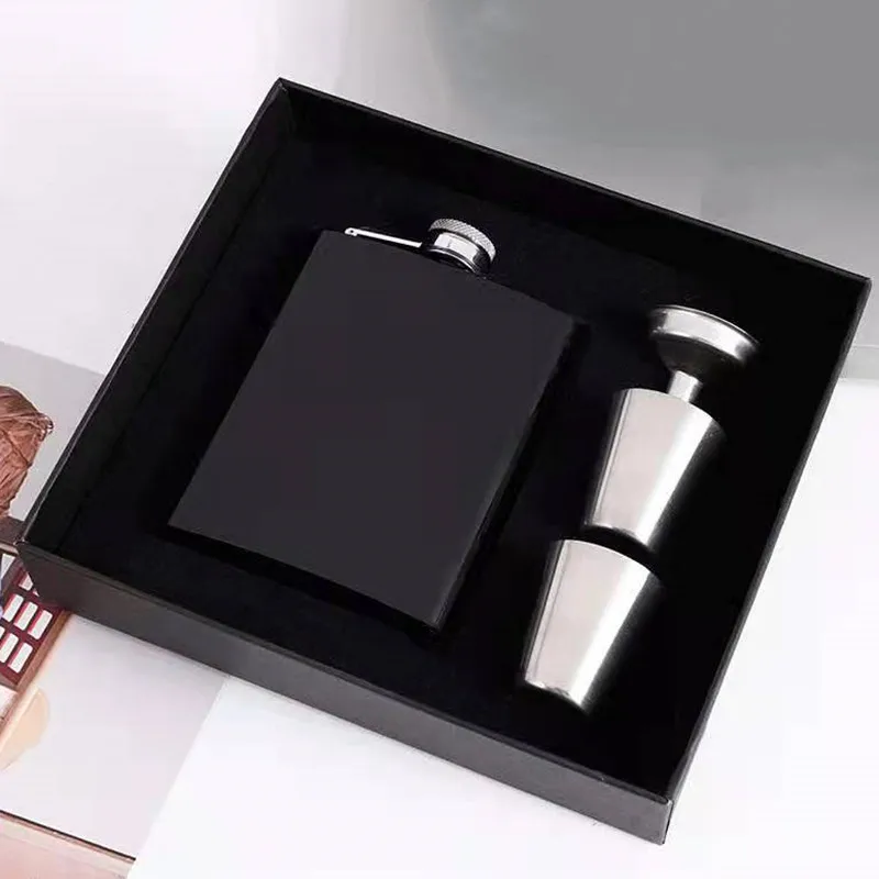 Portable 8oz Hip Flask Gift Set with Cup and Outdoor Drinking Accessories