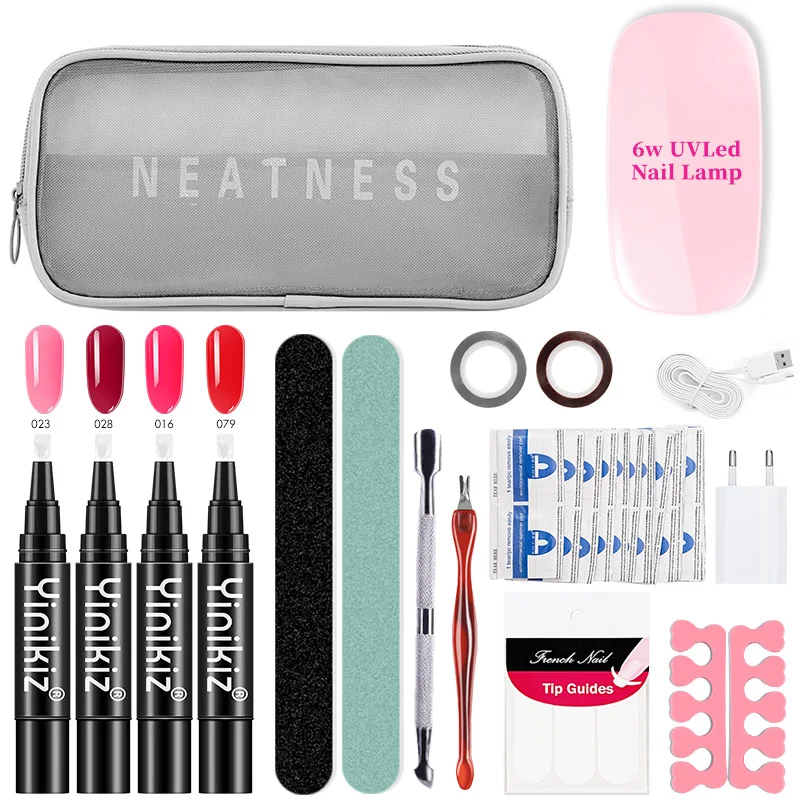 

Yinikiz Uv Nail Set 26pcs Polish Pen Kit One Step Nail Gel Polish With Storage Bag Portable Nail Art Manicure Gel Varnish