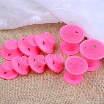 

40pcs Pink Silicone Mini Hair Curler Mushroom Shape No Heat Hair DIY Curlers Magic Rollers Hair Tool Sleep Hair Roller Curl Tool
