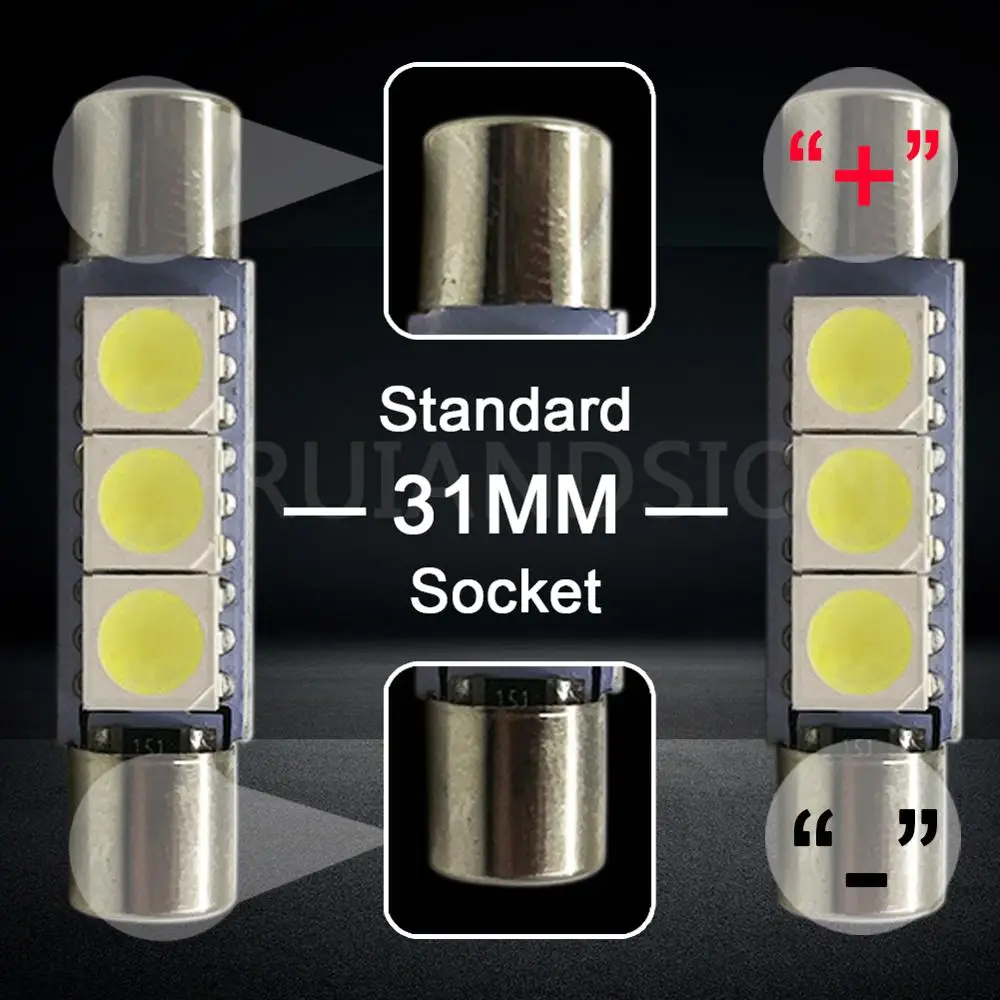 2X Автомобильные светодиодные C5W теплый белый 28 мм 31 3SMD 5050 Клин Авто гирлянда для