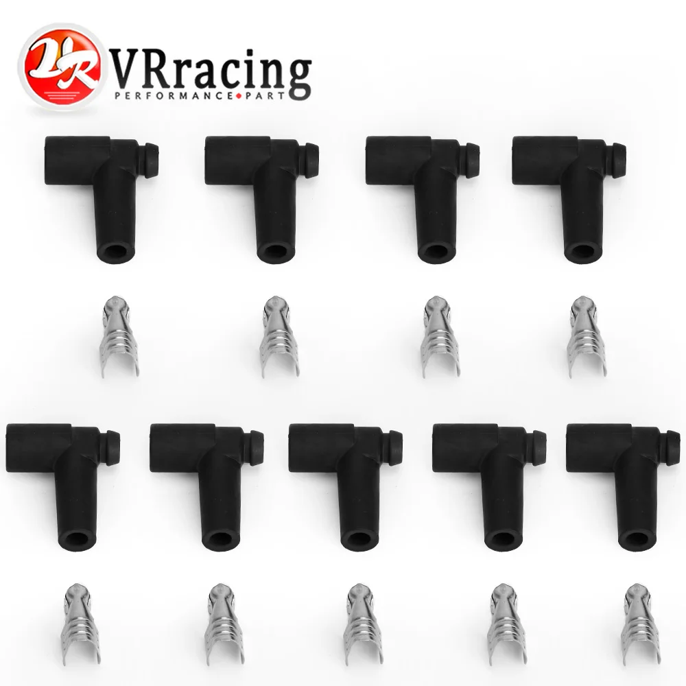 VR - HEI Style Distributor End Spark Plug Wire Rubber Boots & Stainless Steel Ends Set of 9 VR-SSC02