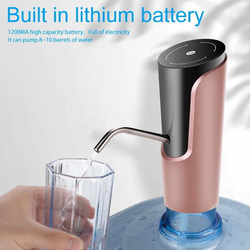 

Electirc Automatic Pink/Silver Water Dispenser Bottle Drinking Pump USB Charging For 3/4/5 Gallon