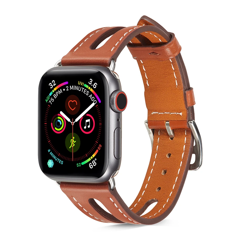 

Grain Leather Replacement for apple watch band 44 mm Iwatch series 5 4 3 2 1 accessories 42MM 38MM 40MM belt Loop Bracelet strap
