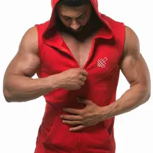 Стильный спортивный жилет без рукавов с капюшоном для занятий фитнесом, мужской Эластичный эластичный жилет для тренировок