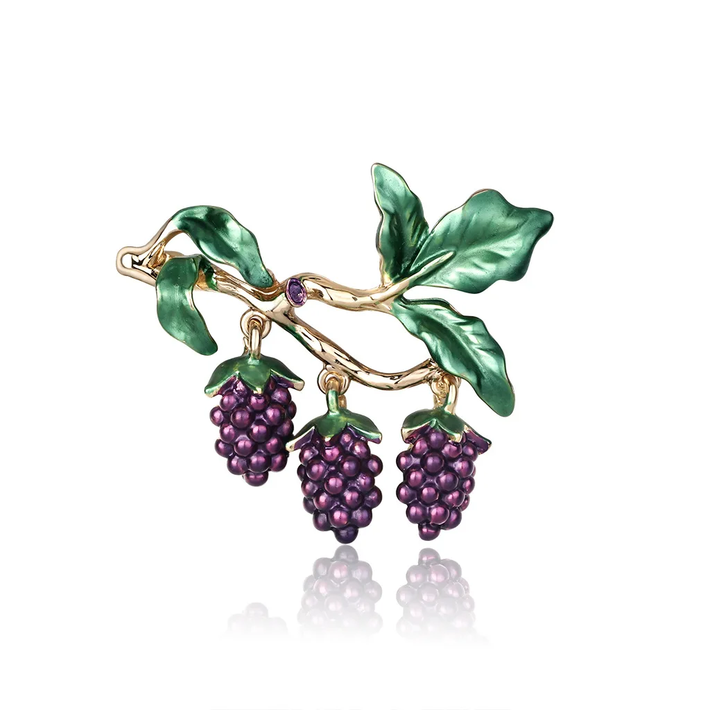 

Korean-style Versatile Fruit Accessories Fashion And Personality Oil Drop Grape Brooch New Style Women's Corsage Brooch