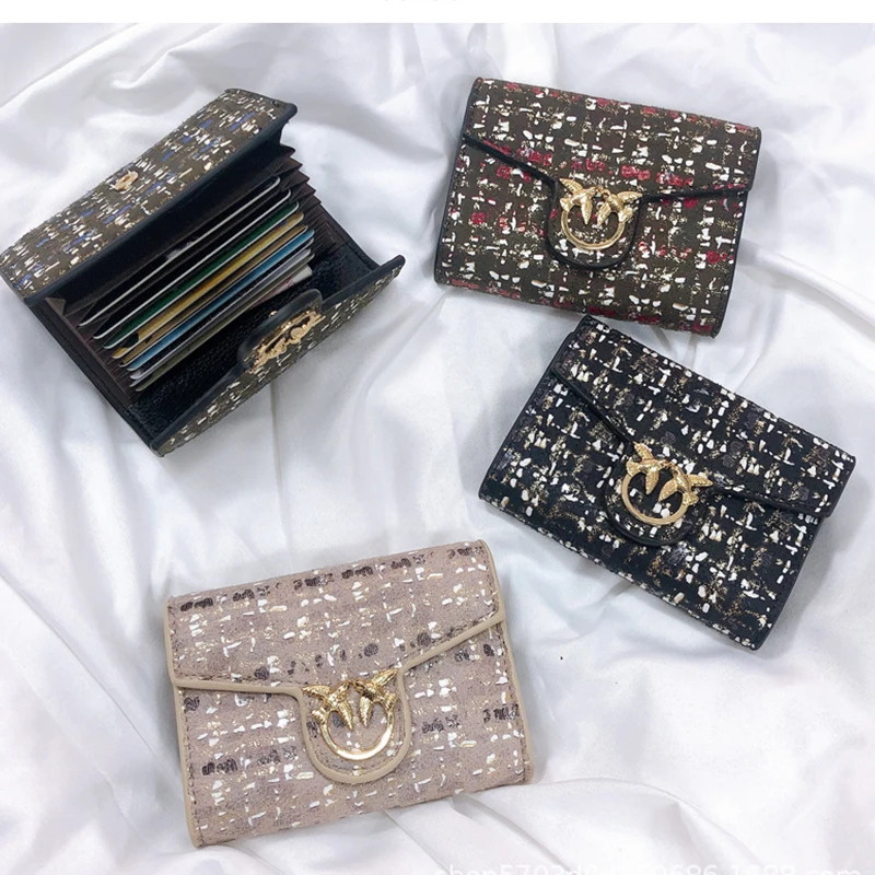 

2019 AW wool pattern cow leather fashion ID card holder credit card holder Genuine leather card holder wallet women fashion