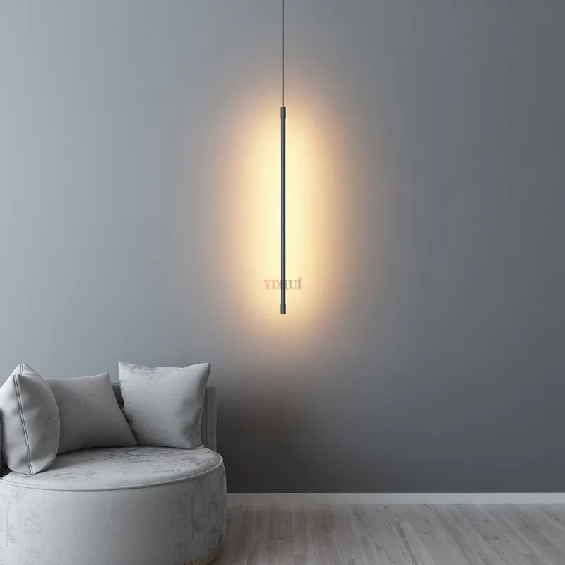 Минималистичная подвеска у кровати светильник s Скандинавская Современная Гостиная Подвесная лампа линейный светильник креативный атмосферный светодиодный подвесной светильник
