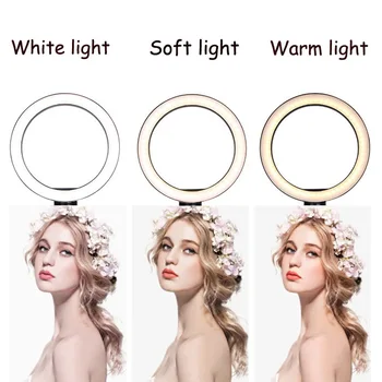 

Photo LED Selfie Stick Ring White soft Warm Light 10inch 10W 120PCS LED 6500K Ring Lamp For Makeup Video Live Studio