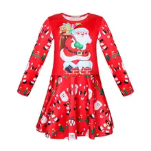 Рождественское платье для От 3 до 10 лет девочек; красные вечерние платья с единорогом; Одежда для девочек на День Благодарения; платья Санта-Клауса для девочек; 8166