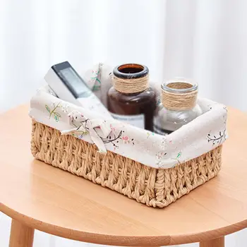 

3PCS Storage Basket Wicker Storage Bin Display Organizer Wardrobe Desktop Snack Storage Box For Bathroom Bedroom Kitchen Gift