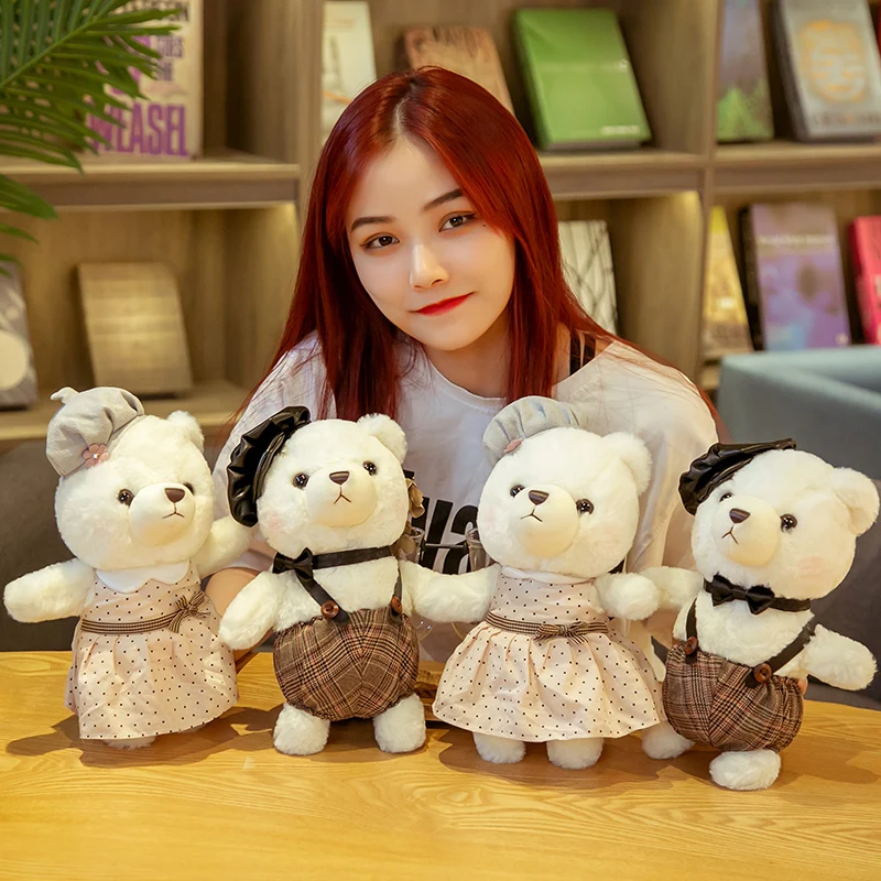 1 шт. 30 см милая пара плюшевых медведей с тканью плюшевые игрушки мягкие животные